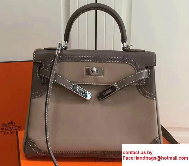 Hermes Lace Kelly 28cm Bag in Swift Leather Off White/Gray 2017 - Click Image to Close
