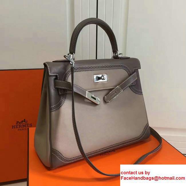 Hermes Lace Kelly 28cm Bag in Swift Leather Off White/Gray 2017 - Click Image to Close