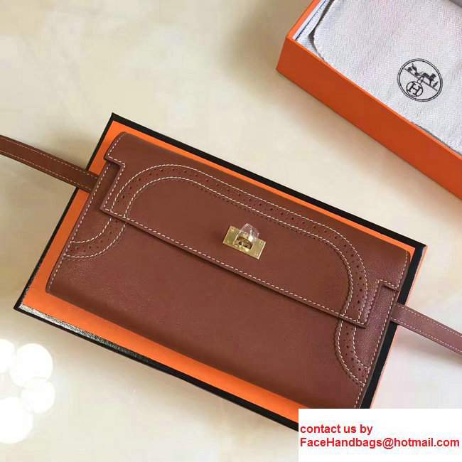 Hermes Lace Kelly Long Wallet in Swift Leather Brown 2017 - Click Image to Close