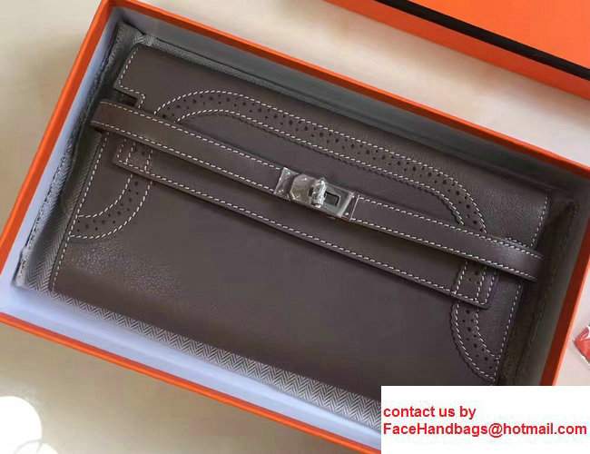 Hermes Lace Kelly Long Wallet in Swift Leather Etoupe 2017