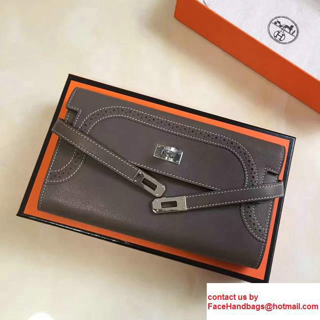 Hermes Lace Kelly Long Wallet in Swift Leather Etoupe 2017