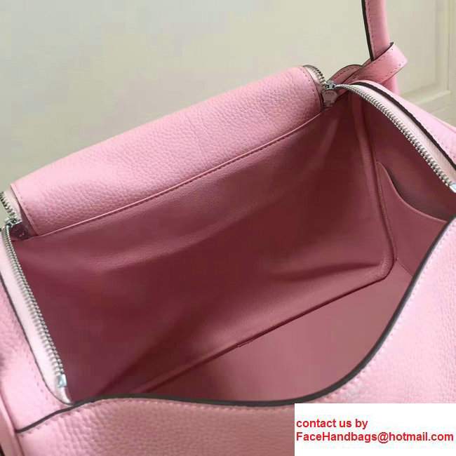 Hermes Leather Lindy 26/30cm Bag Baby Pink