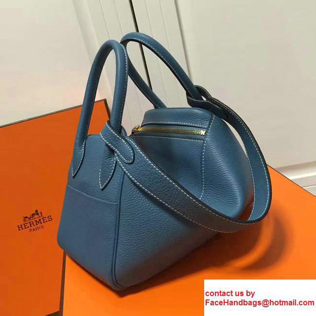 Hermes Leather Lindy 26/30cm Bag Dark Blue