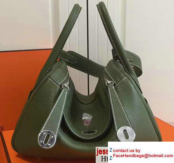 Hermes Leather Lindy 26/30cm Bag Green