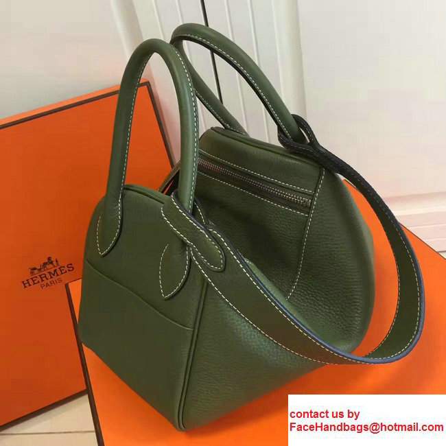 Hermes Leather Lindy 26/30cm Bag Green