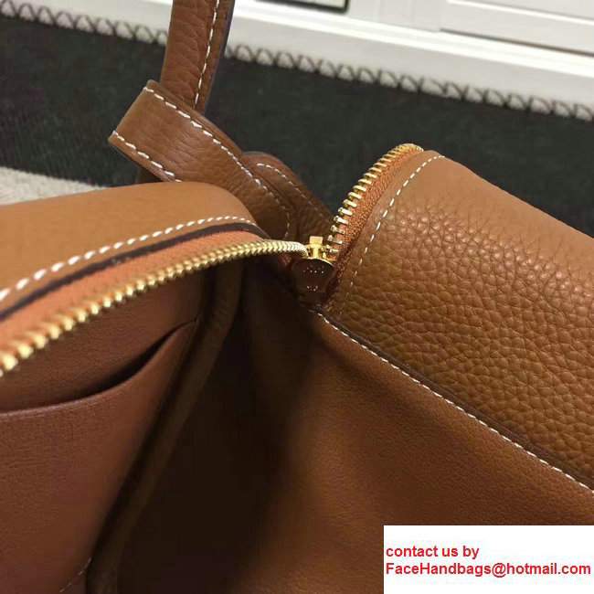 Hermes Leather Lindy 26/30cm Bag Khaki