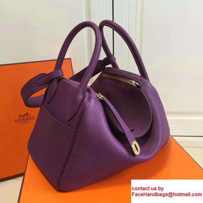 Hermes Leather Lindy 26/30cm Bag Purple