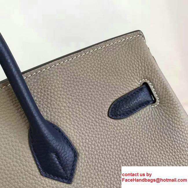 Hermes Mini Birkin 25cm Bag in Original Togo Leather Bag Light Blue/Gray