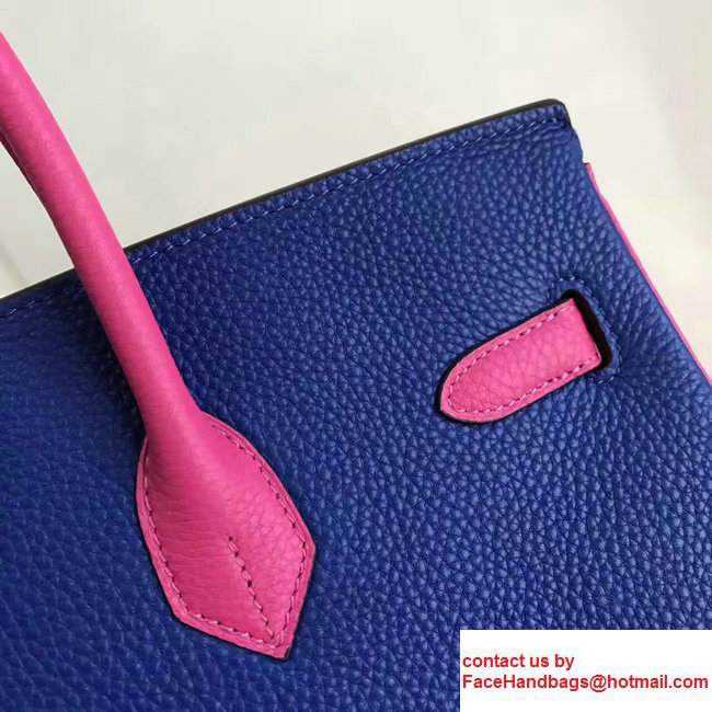 Hermes Mini Birkin 25cm Bag in Original Togo Leather Bag Milky/Blue