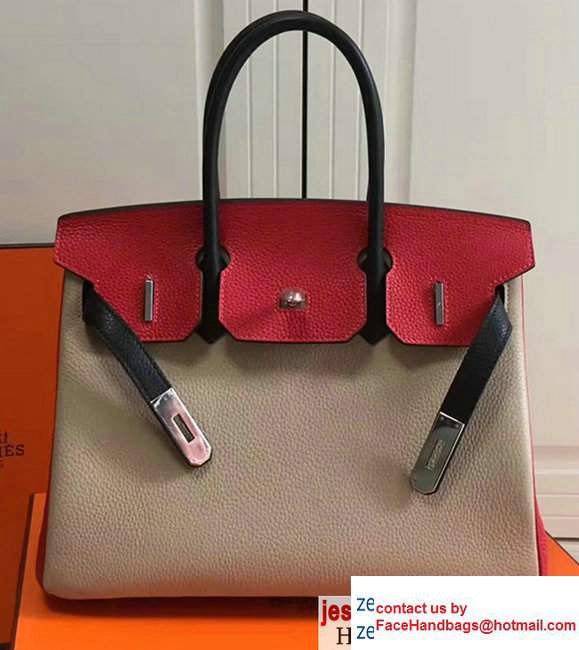 Hermes Birkin 30cm Bag in Original Togo Leather Bag Light Brown/Red - Click Image to Close