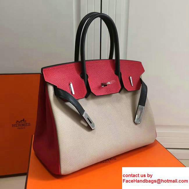 Hermes Birkin 30cm Bag in Original Togo Leather Bag Light Brown/Red - Click Image to Close