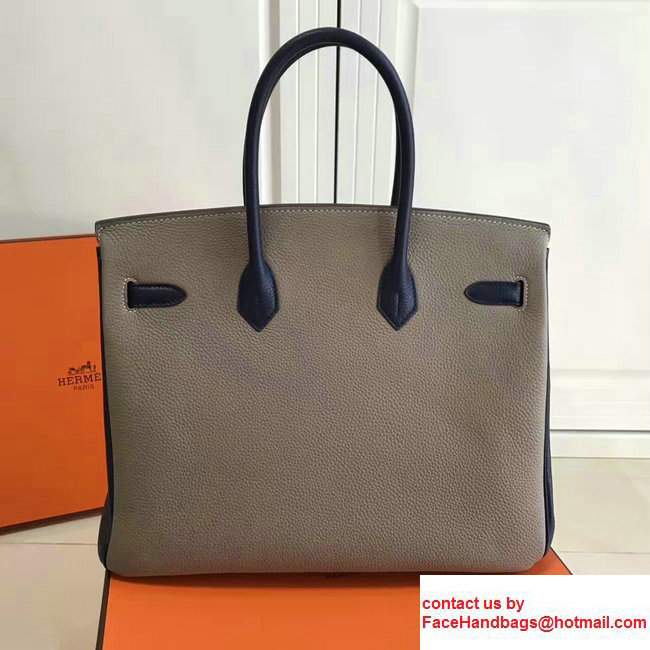 Hermes Birkin 35cm Bag in Original Togo Leather Bag Light Blue/Gray