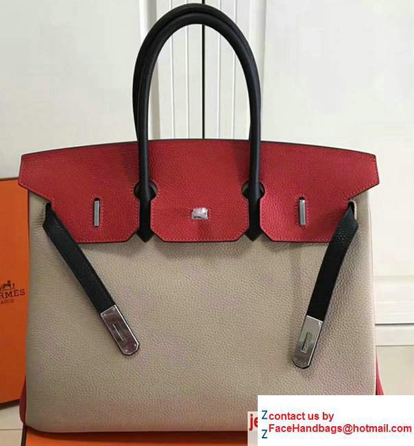 Hermes Birkin 35cm Bag in Original Togo Leather Bag Light Brown/Red - Click Image to Close