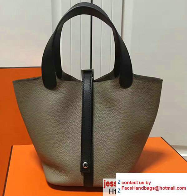 Hermes Original Togo Leather Picotin Lock PM/MM Bag Gary/Black