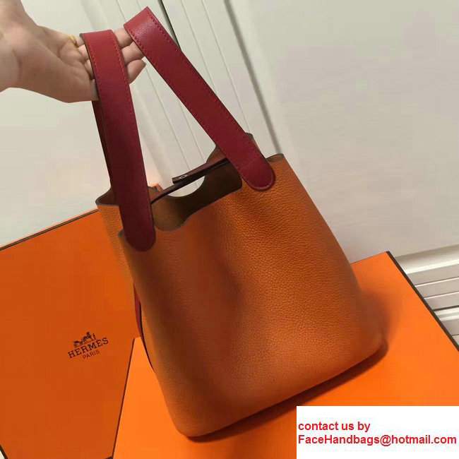 Hermes Original Togo Leather Picotin Lock PM/MM Bag Orange/Red