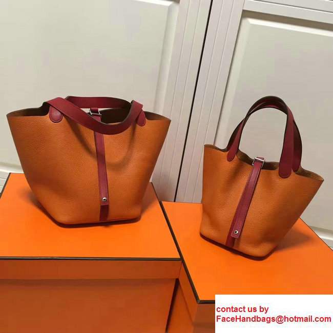 Hermes Original Togo Leather Picotin Lock PM/MM Bag Orange/Red