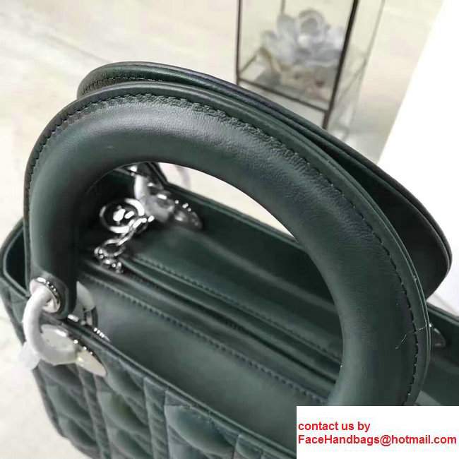 Lady DiorMedium Bag In Lambskin Dark Green2017 - Click Image to Close