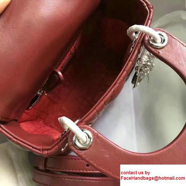 Lady DiorMini/Small Bag In Lambskin Burgundy 2017 - Click Image to Close