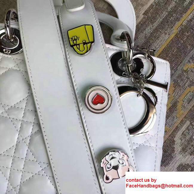 Lady Dior Lambskin Bag White With Embroidered Lucky Badges Strap Cruise 2017 - Click Image to Close