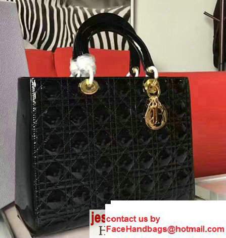 Lady Dior Large Bag Original Quality Patent Leather Black