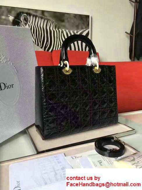 Lady Dior Large Bag Original Quality Patent Leather Black