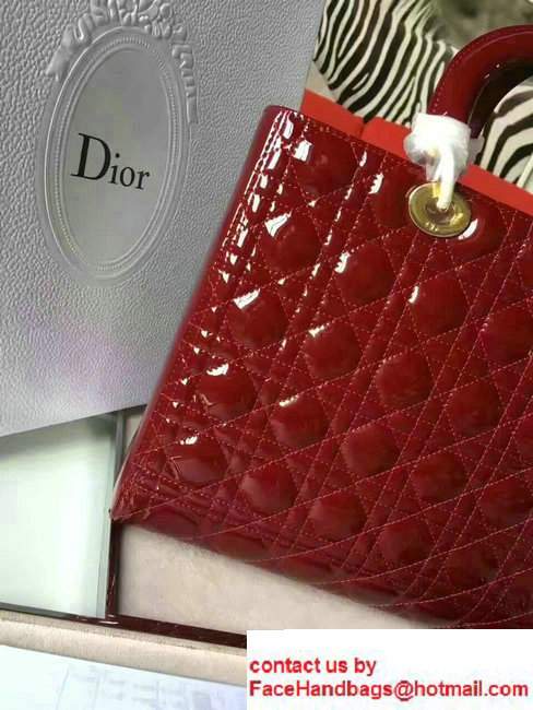 Lady Dior Large Bag Original Quality Patent Leather Burgundy