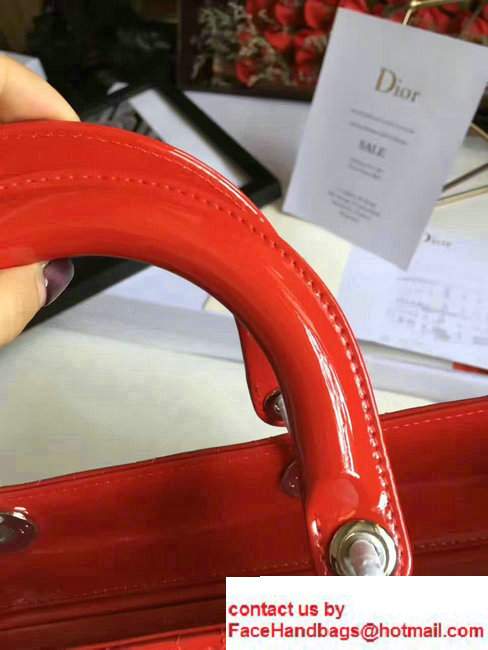 Lady Dior Large Bag Original Quality Patent Leather Red - Click Image to Close