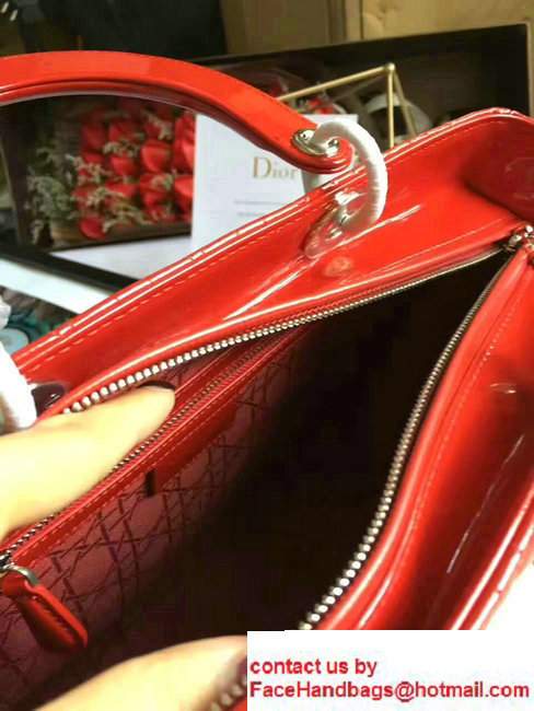 Lady Dior Large Bag Original Quality Patent Leather Red - Click Image to Close
