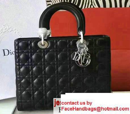 Lady Dior Large Bag in Lambskin Leather Black - Click Image to Close