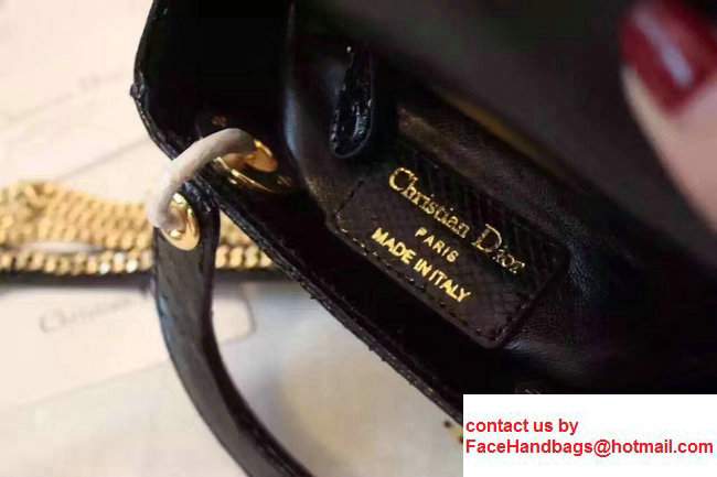 Lady Dior Python Small/Mini Bag with Double Chain Strap Black 2017 - Click Image to Close