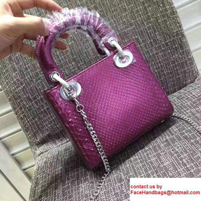 Lady Dior Python Small/Mini Bag with Double Chain Strap Purple 2017