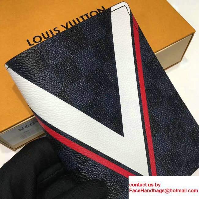 Louis Vuitton America's Cup Damier Cobalt Canvas Passport Cover N60101 Red 2017