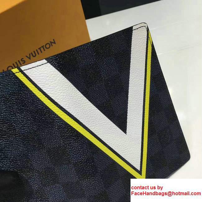 Louis Vuitton America's Cup Damier Cobalt Canvas Passport Cover N60101 Yellow 2017