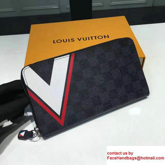 Louis Vuitton America's Cup Damier Cobalt Canvas Zippy Organizer Wallet Red N64013 2017
