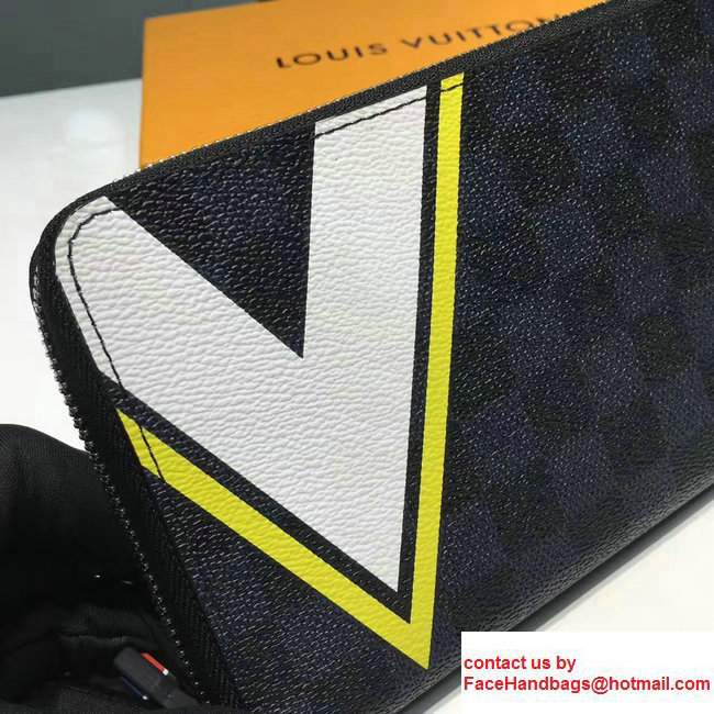 Louis Vuitton America's Cup Damier Cobalt Canvas Zippy Organizer Wallet Yellow N64014 2017