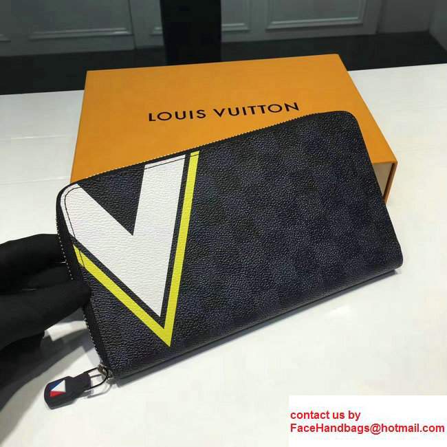 Louis Vuitton America's Cup Damier Cobalt Canvas Zippy Organizer Wallet Yellow N64014 2017