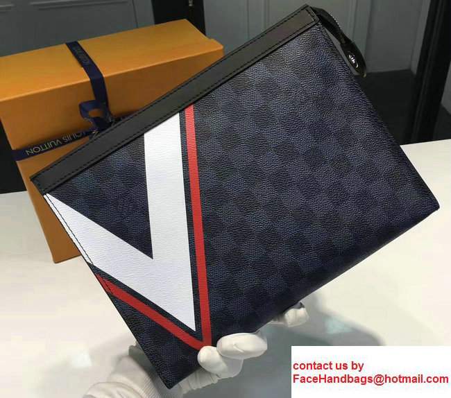 Louis Vuitton America's Cup Pochette Voyage MM Bag Damier Cobalt Canvas N64023 2017 - Click Image to Close