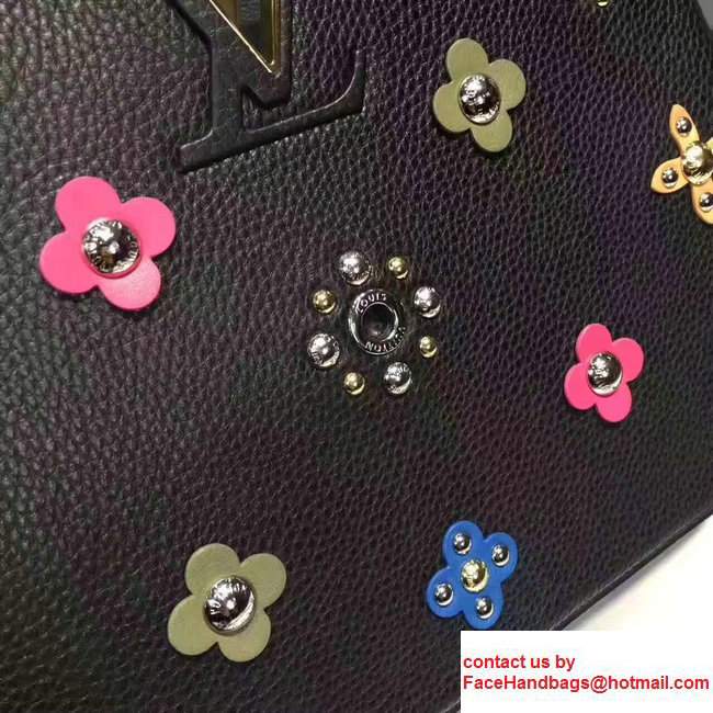 Louis Vuitton Capucines BB Monogram Beaded Flowers Large Bag M54310 Black 2017