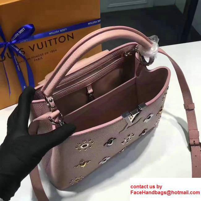 Louis Vuitton Capucines BB Monogram Beaded Flowers Large Bag M54310 Pink 2017 - Click Image to Close