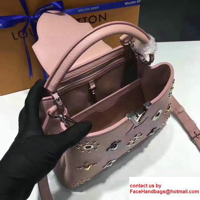 Louis Vuitton Capucines BB Monogram Beaded Flowers Small Bag M54310 Pink2017
