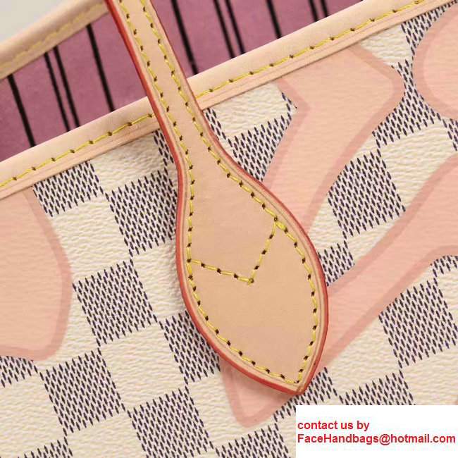 Louis Vuitton Damier Azur Canvas Nerverfull MM Tote Bag N41050 Pink 2017 - Click Image to Close