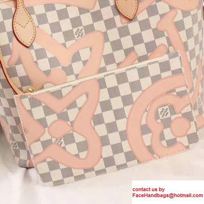 Louis Vuitton Damier Azur Canvas Nerverfull MM Tote Bag N41050 Pink 2017