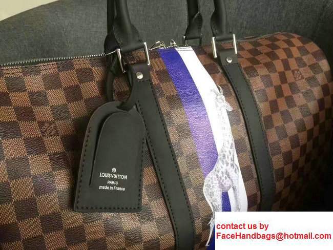 Louis Vuitton Damier Ebene Canvas Keepall 45 Giraffe Print with Shoulder Strap N42700 - Click Image to Close