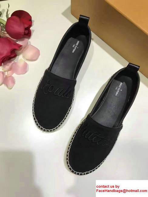 Louis Vuitton Embroidered Logo Waterfall Espadrilles Black 2017 - Click Image to Close