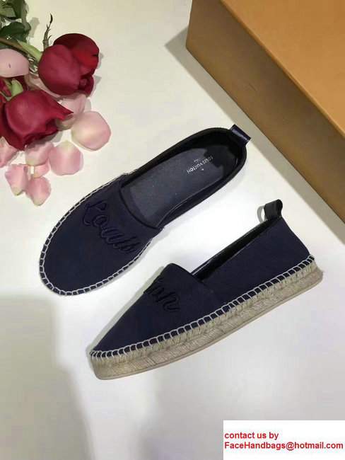 Louis Vuitton Embroidered Logo Waterfall Espadrilles Dark Blue 2017 - Click Image to Close