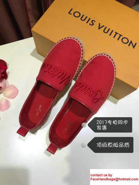Louis Vuitton Embroidered Logo Waterfall Espadrilles Red 2017 - Click Image to Close