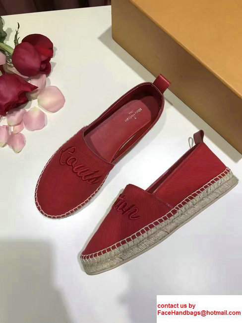 Louis Vuitton Embroidered Logo Waterfall Espadrilles Red 2017