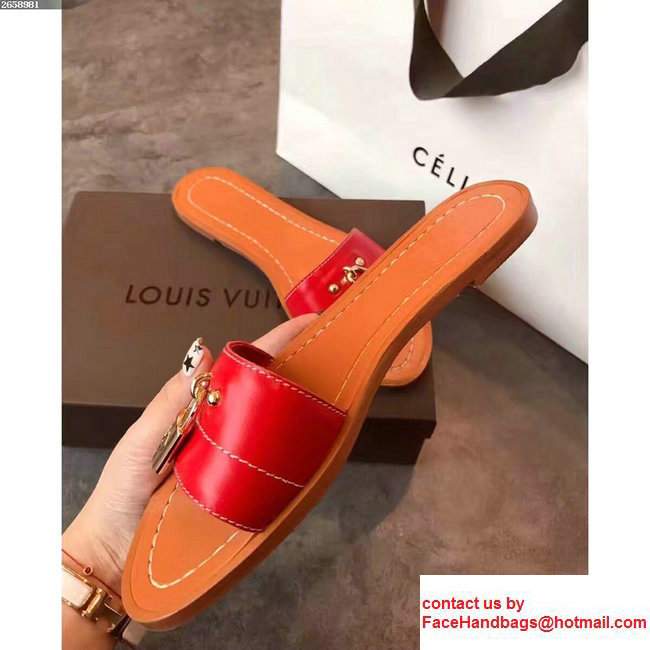 Louis Vuitton Lock It Flat Mules Sandals 1A28NZ Rouge 2017 - Click Image to Close