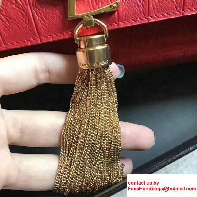 Saint Laurent Classic Medium Monogram Tassel Chain Crocodile Shoulder Bag 354119 Red - Click Image to Close