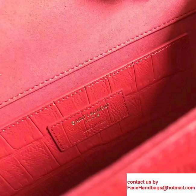 Saint Laurent Classic Medium Monogram Tassel Chain Crocodile Shoulder Bag 354119 Red - Click Image to Close